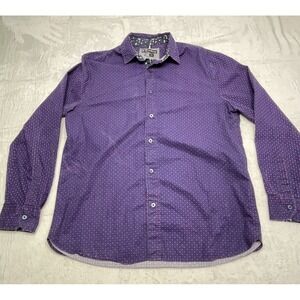 English Laundry LS Shirt Mens Tagged L Purple Red Star and Dot Pattern